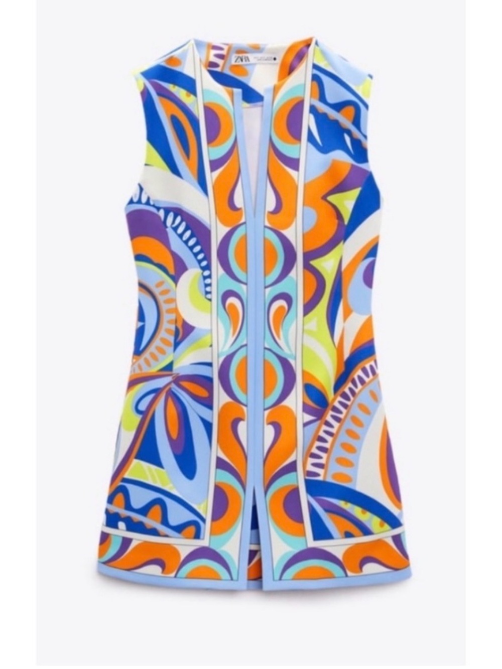 Zara Sleeveless Mod Retro Mini Dress Abstract Print Multi Size S - Picture 4 of 15